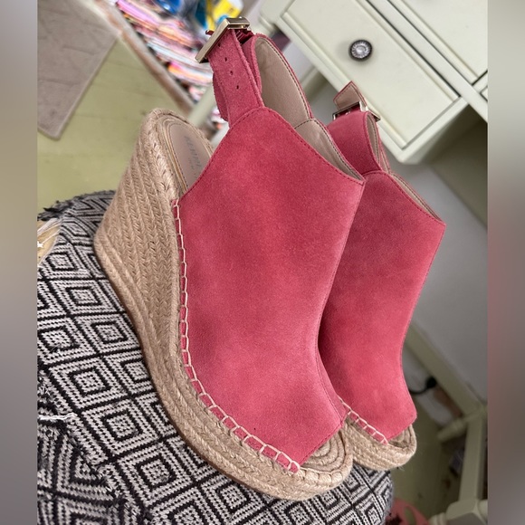 KENNETH COLE NEW YORK Womens Pink Slingback 1" Platform Top Stitch Wedges size 9 - Picture 3 of 7